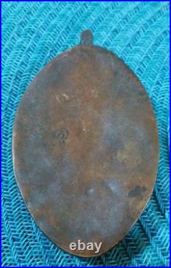 Antique Victorian Ceramic Porcelain Hand Made Mother Of Pearl Copper Pendant