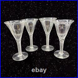 Antique Victorian Clear Spiral Twist Stem Wine Glasses Hand Blown Goblet Set 4