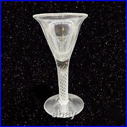Antique Victorian Clear Spiral Twist Stem Wine Glasses Hand Blown Goblet Set 4