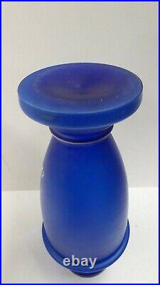 Antique Victorian Cobalt Blue Glass Vase Hand Painted Enamel Mary Gregory Lady