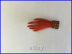 Antique Victorian Coral Hand Brooch