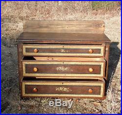 Antique Victorian Country Cottage Hand Painted Chest of Drawers Dresser Commode
