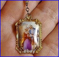 Antique Victorian Couple Porcelain Hand Painted DAINTY in Full Victorian Clothin