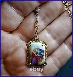 Antique Victorian Couple Porcelain Hand Painted DAINTY in Full Victorian Clothin