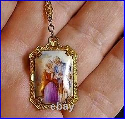Antique Victorian Couple Porcelain Hand Painted DAINTY in Full Victorian Clothin