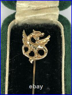 Antique Victorian DRAGON 14? Solid Gold Diamond Hatpin Stick Pin Brooch jewelry