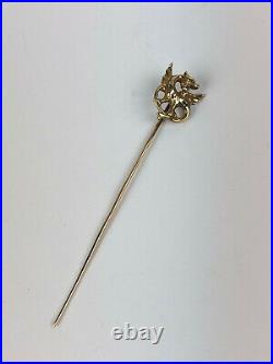 Antique Victorian DRAGON 14? Solid Gold Diamond Hatpin Stick Pin Brooch jewelry