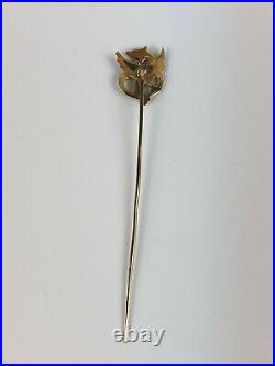 Antique Victorian DRAGON 14? Solid Gold Diamond Hatpin Stick Pin Brooch jewelry