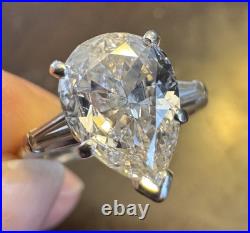 Antique Victorian Diamond Engagement Ring Pear Shape Solitaire Platinum Hand Cut