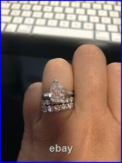 Antique Victorian Diamond Engagement Ring Pear Shape Solitaire Platinum Hand Cut