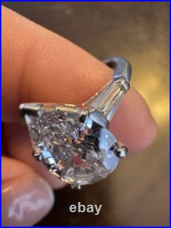 Antique Victorian Diamond Engagement Ring Pear Shape Solitaire Platinum Hand Cut
