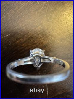 Antique Victorian Diamond Engagement Ring Pear Shape Solitaire Platinum Hand Cut
