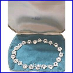 Antique Victorian Diamond Paste Glass Riviere Necklace Sterling Silver 14.5