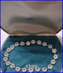 Antique Victorian Diamond Paste Glass Riviere Necklace Sterling Silver 14.5