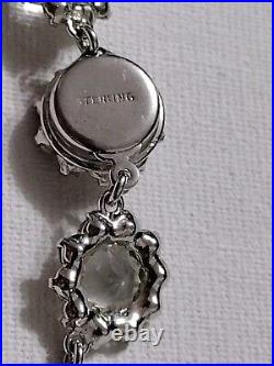 Antique Victorian Diamond Paste Glass Riviere Necklace Sterling Silver 14.5