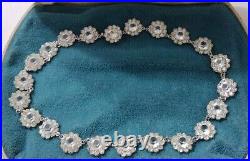 Antique Victorian Diamond Paste Glass Riviere Necklace Sterling Silver 14.5