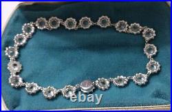 Antique Victorian Diamond Paste Glass Riviere Necklace Sterling Silver 14.5