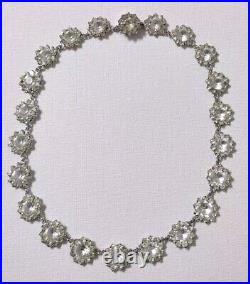 Antique Victorian Diamond Paste Glass Riviere Necklace Sterling Silver 14.5