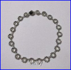 Antique Victorian Diamond Paste Glass Riviere Necklace Sterling Silver 14.5