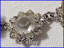 Antique Victorian Diamond Paste Glass Riviere Necklace Sterling Silver 14.5