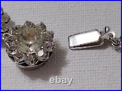 Antique Victorian Diamond Paste Glass Riviere Necklace Sterling Silver 14.5