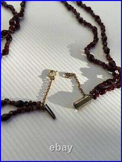 Antique Victorian Double Strand Hand-carved Garnet Necklace-Choker? With Pend