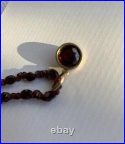 Antique Victorian Double Strand Hand-carved Garnet Necklace-Choker? With Pend