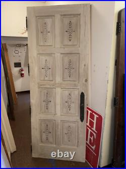 Antique Victorian Eastlake Spoon Carved Pickled Finish Hand Painted 94.5 Door