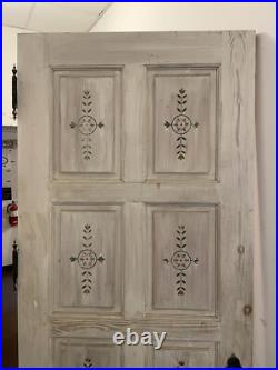 Antique Victorian Eastlake Spoon Carved Pickled Finish Hand Painted 94.5 Door