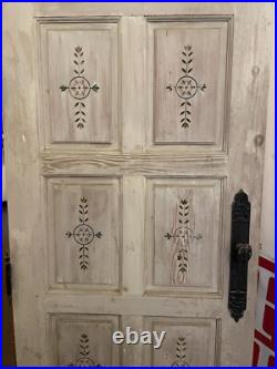 Antique Victorian Eastlake Spoon Carved Pickled Finish Hand Painted 94.5 Door