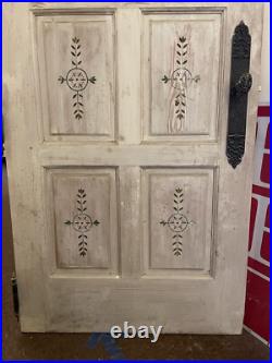 Antique Victorian Eastlake Spoon Carved Pickled Finish Hand Painted 94.5 Door