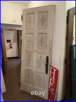 Antique Victorian Eastlake Spoon Carved Pickled Finish Hand Painted 94.5 Door