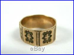 Antique Victorian Edwardian 10K Solid Gold Wide Cigar Band Ring Hand Stamped