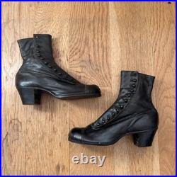 Antique Victorian/Edwardian Black Leather Button Boots Hand Restored