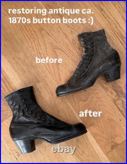 Antique Victorian/Edwardian Black Leather Button Boots Hand Restored