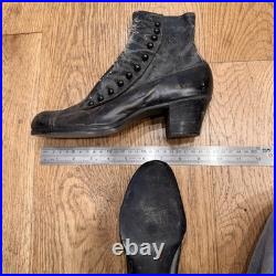 Antique Victorian/Edwardian Black Leather Button Boots Hand Restored