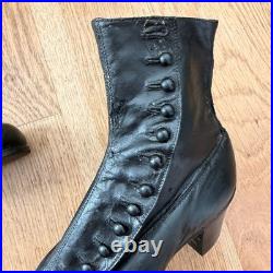 Antique Victorian/Edwardian Black Leather Button Boots Hand Restored