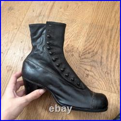 Antique Victorian/Edwardian Black Leather Button Boots Hand Restored