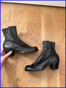 Antique Victorian/Edwardian Black Leather Button Boots Hand Restored