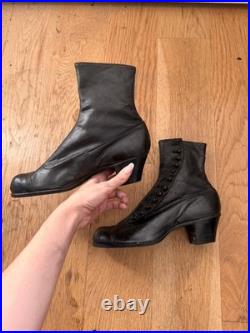 Antique Victorian/Edwardian Black Leather Button Boots Hand Restored