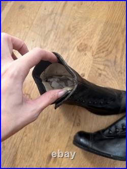 Antique Victorian/Edwardian Black Leather Button Boots Hand Restored