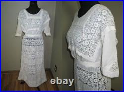 Antique Victorian Edwardian Day DressHand Made Irish Crochet Lace-Bobbin Lace