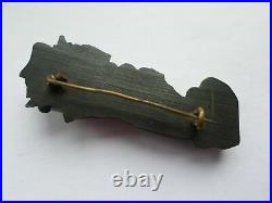 Antique Victorian Edwardian Whitby Jet Hand Brooch Rose Flower Whimsical Goth