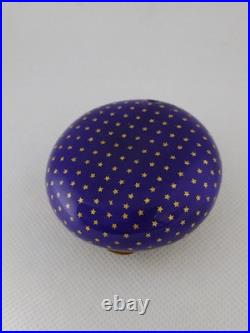 Antique Victorian Enamel Gilded Trinket Box hand Painted Flowers and Stars 1850