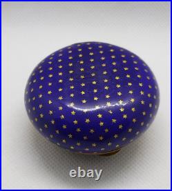 Antique Victorian Enamel Gilded Trinket Box hand Painted Flowers and Stars 1850