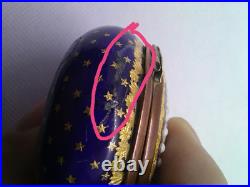 Antique Victorian Enamel Gilded Trinket Box hand Painted Flowers and Stars 1850