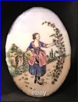 Antique Victorian Enamel Portrait Cameo Hand Painted for Brooch Pendant Pin