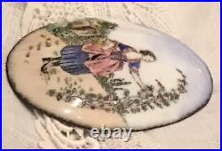 Antique Victorian Enamel Portrait Cameo Hand Painted for Brooch Pendant Pin