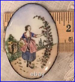 Antique Victorian Enamel Portrait Cameo Hand Painted for Brooch Pendant Pin