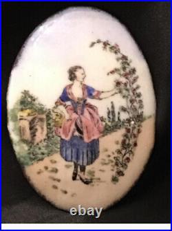 Antique Victorian Enamel Portrait Cameo Hand Painted for Brooch Pendant Pin